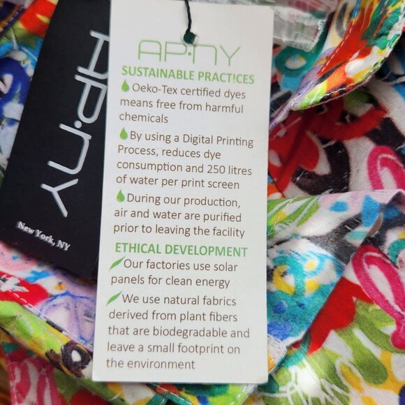 APNY Grafitti Love Print-Boyfriend Button Up Shirt-NWT-Cotton-Streetwear-XS - Picture 12 of 14